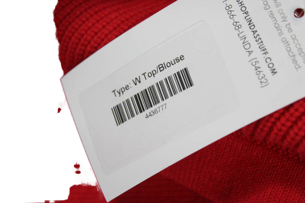 Elliott Lauren Women Basic Red V-Neck Long Sleeve Blouse Size S