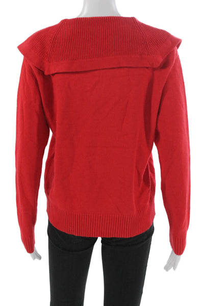 Elliott Lauren Women Basic Red V-Neck Long Sleeve Blouse Size S