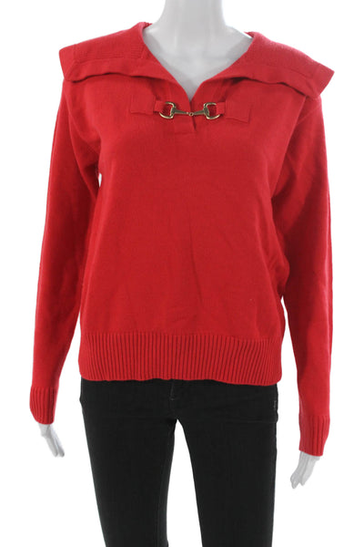 Elliott Lauren Women Collared Pullover Sweater Red Long Sleeve Size XS