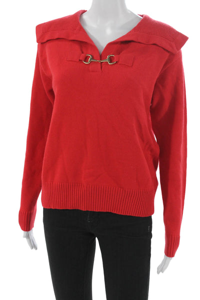 Elliott Lauren Women Collared Pullover Sweater Red Long Sleeve Size XS