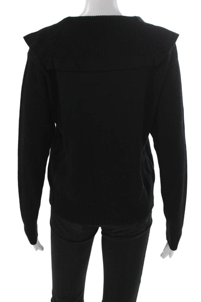 Elliott Lauren Women Pullover Sweater Black Collared Long Sleeve Size S