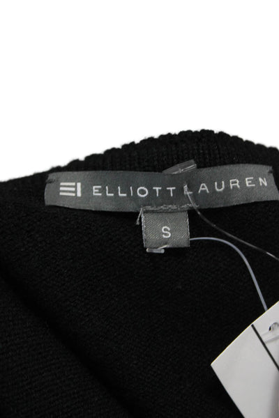 Elliott Lauren Women Pullover Sweater Black Collared Long Sleeve Size S