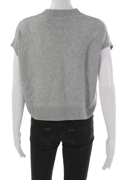 Theo Women Gray V Neck Vest Size L