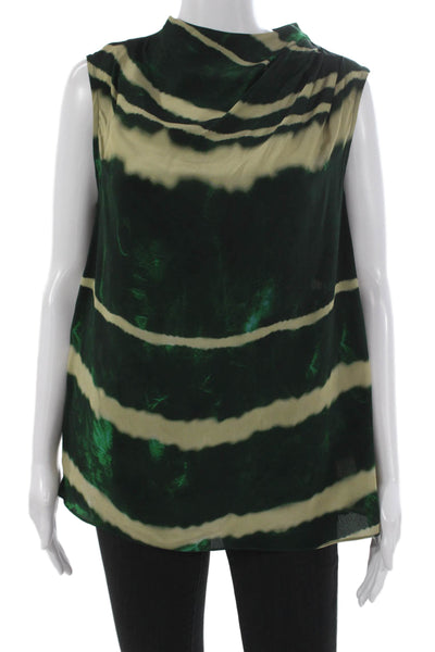 Iris Setlakwe Women Multicolor Striped Cowl Neck Sleeveless Basic Blouse Size 6
