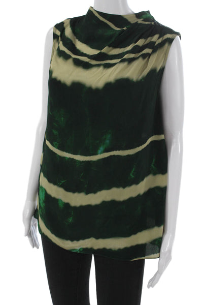 Iris Setlakwe Women Multicolor Striped Cowl Neck Sleeveless Basic Blouse Size 6