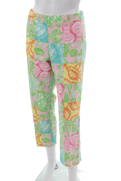 Lilly Pulitzer Womens Capri Pants Multicolor Seashell Zip Size 8