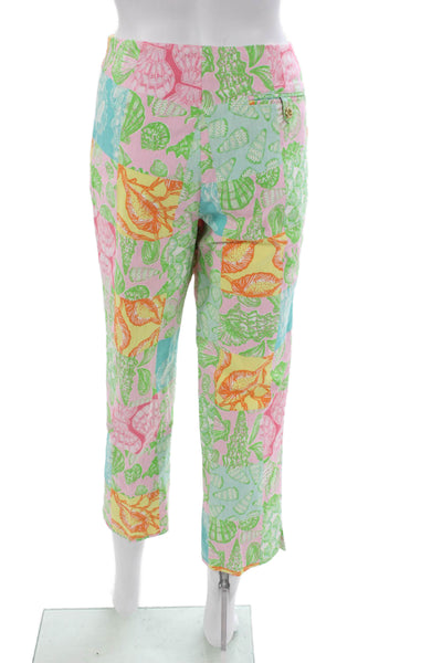 Lilly Pulitzer Womens Capri Pants Multicolor Seashell Zip Size 8