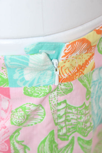 Lilly Pulitzer Womens Capri Pants Multicolor Seashell Zip Size 8