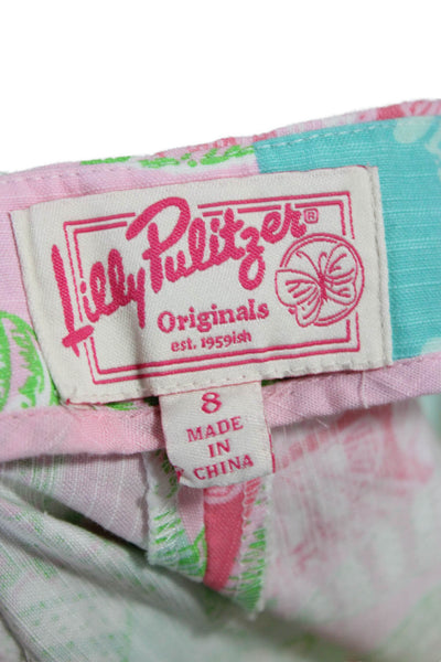 Lilly Pulitzer Womens Capri Pants Multicolor Seashell Zip Size 8