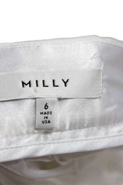 Milly Womens Pleated Skirt White Check Knee Length Zip Size 6