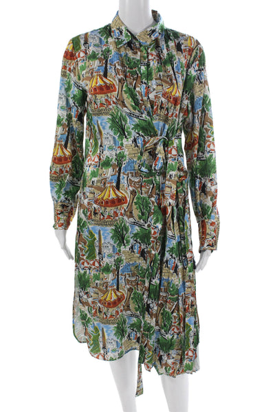 Zara Womens Multicolor Shirt Dress Long Sleeve Polyester Knee Length Size M