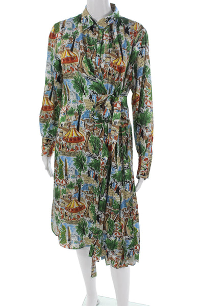 Zara Womens Multicolor Shirt Dress Long Sleeve Polyester Knee Length Size M