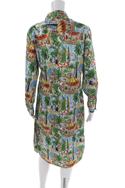 Zara Womens Multicolor Shirt Dress Long Sleeve Polyester Knee Length Size M
