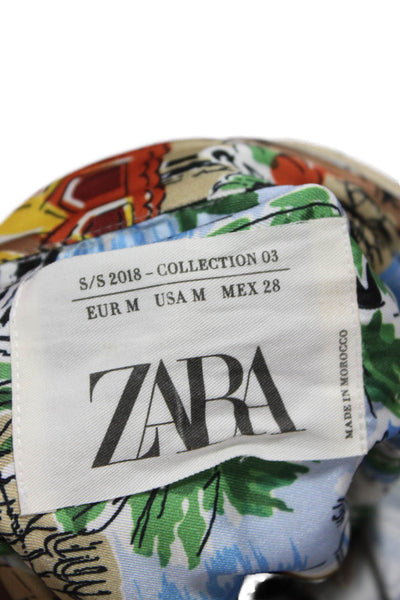 Zara Womens Multicolor Shirt Dress Long Sleeve Polyester Knee Length Size M