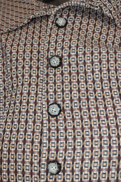 Etcetera Womens Geometric Print Button Down Skirt Suit Brown Orange Wool Size 8