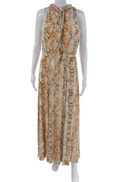 Calvin Klein Womens Maxi Snake Print Sleeveless High Neck Zip Dress Size M