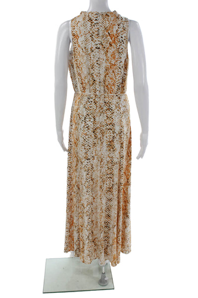 Calvin Klein Womens Maxi Snake Print Sleeveless High Neck Zip Dress Size M