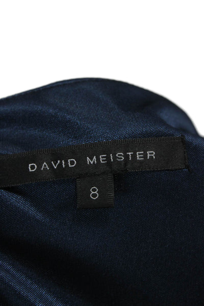 David Meister Women Sheath Dress Blue V-Neck 3/4 Sleeve Polyester Size 8