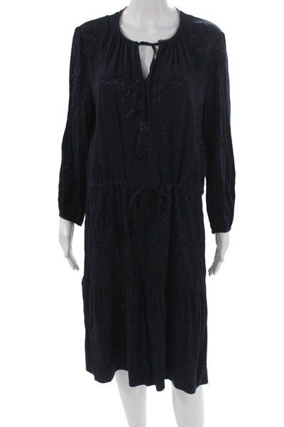 Gerard Darel Women Blue Floral Blouson V-Neck Knee Dress Size 42