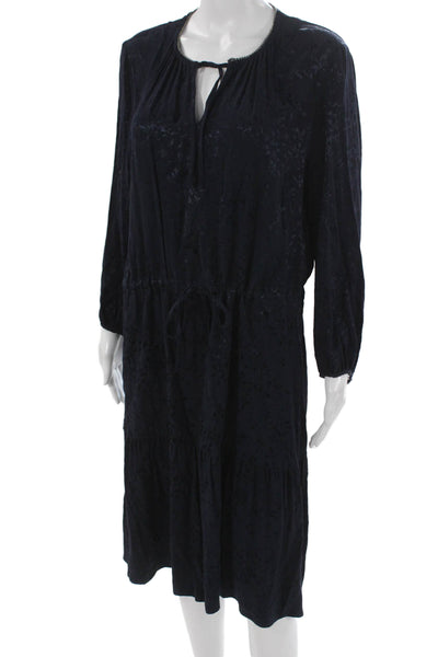 Gerard Darel Women Blue Floral Blouson V-Neck Knee Dress Size 42