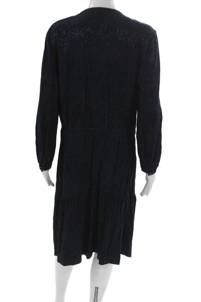 Gerard Darel Women Blue Floral Blouson V-Neck Knee Dress Size 42