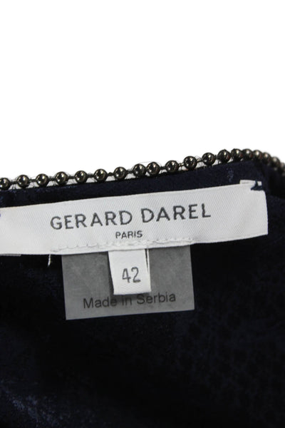 Gerard Darel Women Blue Floral Blouson V-Neck Knee Dress Size 42