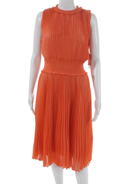 Nanette Nanette Lepore Women Fit & Flare Midi Dress Orange Sleeveless Size 10