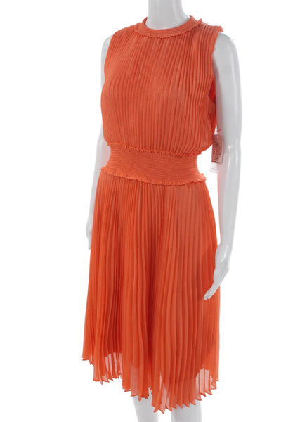 Nanette Nanette Lepore Women Fit & Flare Midi Dress Orange Sleeveless Size 10
