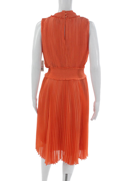 Nanette Nanette Lepore Women Fit & Flare Midi Dress Orange Sleeveless Size 10
