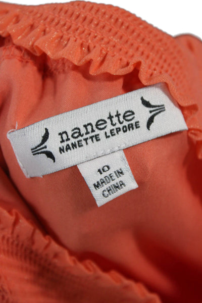 Nanette Nanette Lepore Women Fit & Flare Midi Dress Orange Sleeveless Size 10