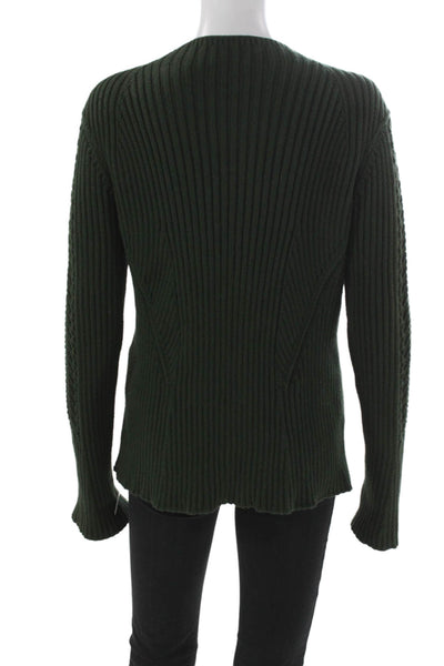 Carlisle Women Full Zip Sweater Green Long Sleeve Round Neck Size L
