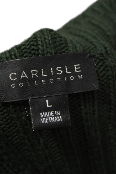 Carlisle Women Full Zip Sweater Green Long Sleeve Round Neck Size L
