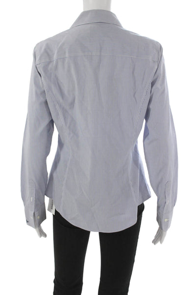 Brooks Brothers Womens Striped Cotton Button-Up Blue Long Sleeve Size 8