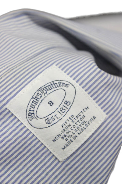 Brooks Brothers Womens Striped Cotton Button-Up Blue Long Sleeve Size 8