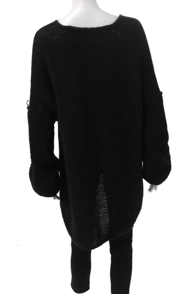 Free People Womens Black V Neck Pullover Sweater Long Sleeve Size M
