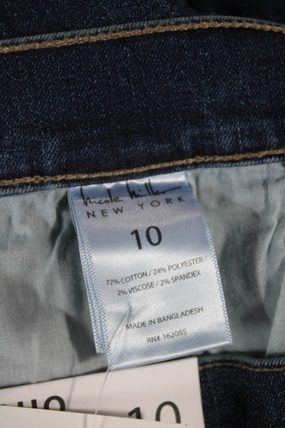 Nicole Miller Women Straight Jeans Blue Cotton Blend High Rise Size 10