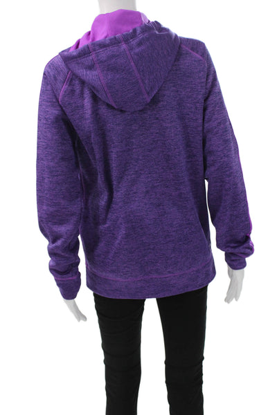 Adidas Womens Full Zip Striped Purple Polyester Hoodie Long Sleeve Size S