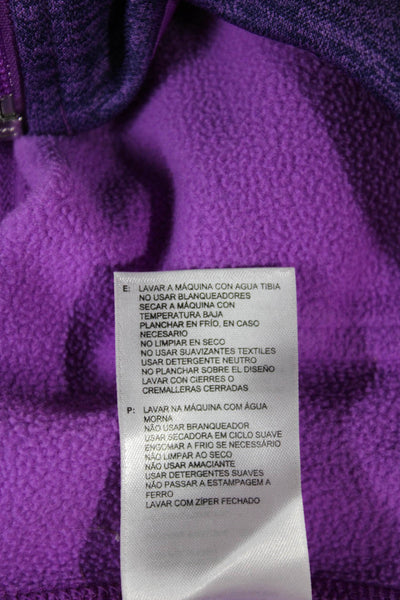 Adidas Womens Full Zip Striped Purple Polyester Hoodie Long Sleeve Size S