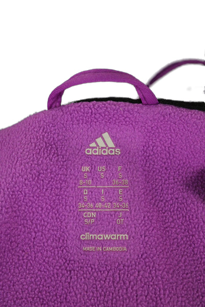Adidas Womens Full Zip Striped Purple Polyester Hoodie Long Sleeve Size S