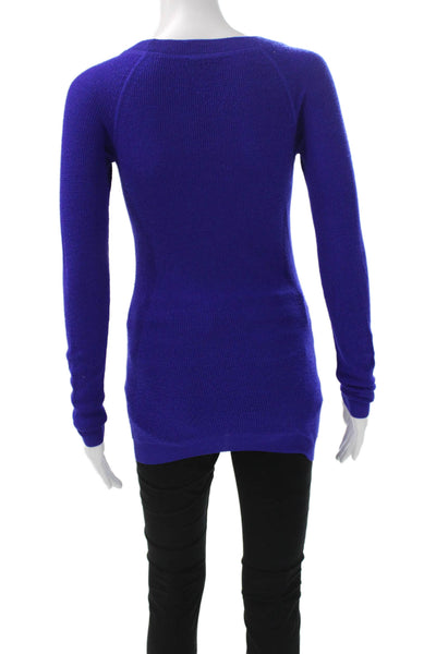 Theory Women Pullover Sweater Blue Merino Wool Scoop Neck Long Sleeve Size PP
