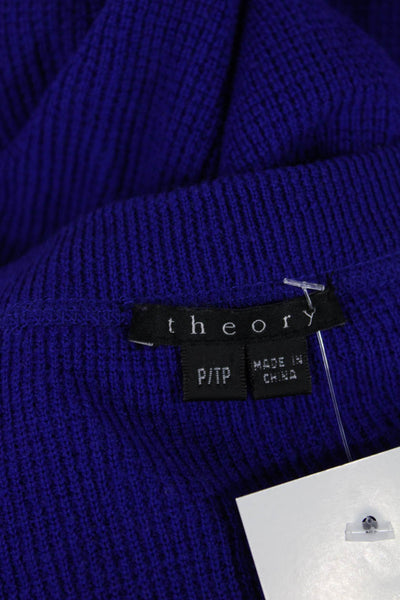 Theory Women Pullover Sweater Blue Merino Wool Scoop Neck Long Sleeve Size PP