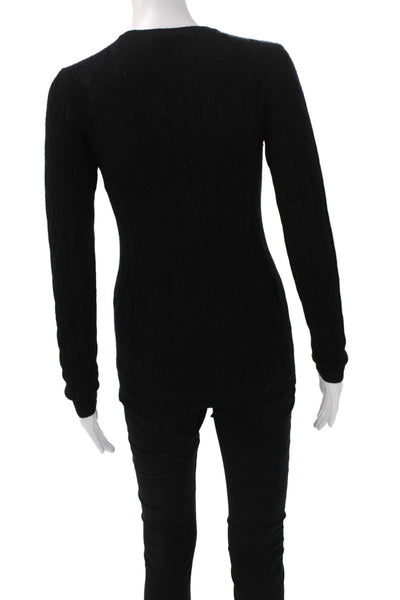 Ralph Lauren Womens Black Wool Pullover Sweater Crew Neck Long Sleeve Size S