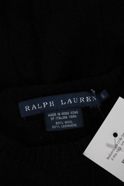 Ralph Lauren Womens Black Wool Pullover Sweater Crew Neck Long Sleeve Size S
