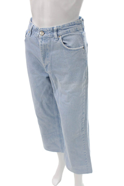 Zara Womens Wide-Leg Jeans Blue High Rise Cotton Blend 24 Inseam Size 4