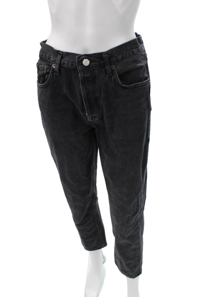 Agolde Women Black Straight Jeans High Rise 100% Cotton Size 28