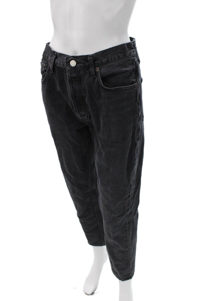 Agolde Women Black Straight Jeans High Rise 100% Cotton Size 28