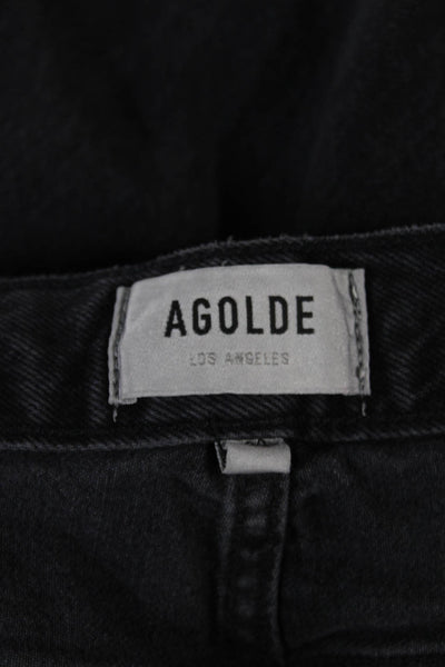 Agolde Women Black Straight Jeans High Rise 100% Cotton Size 28