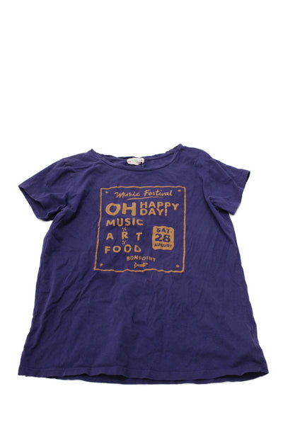 Bonpoint Girls Short Sleeve Scoop Neck Graphic Tee Shirt Purple Size 14
