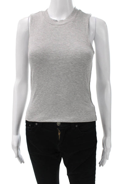LNA Women Gray Basic Tank Sleeveless Crew Neck Pullover Rayon Spandex Size M