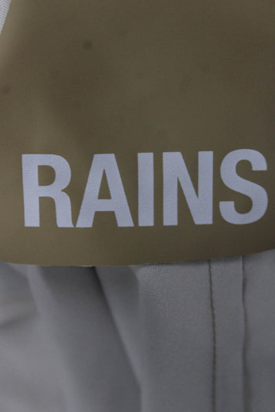 Rains Womens Beige Rain Coat PU Coated Long Sleeve Snap Closure Size L